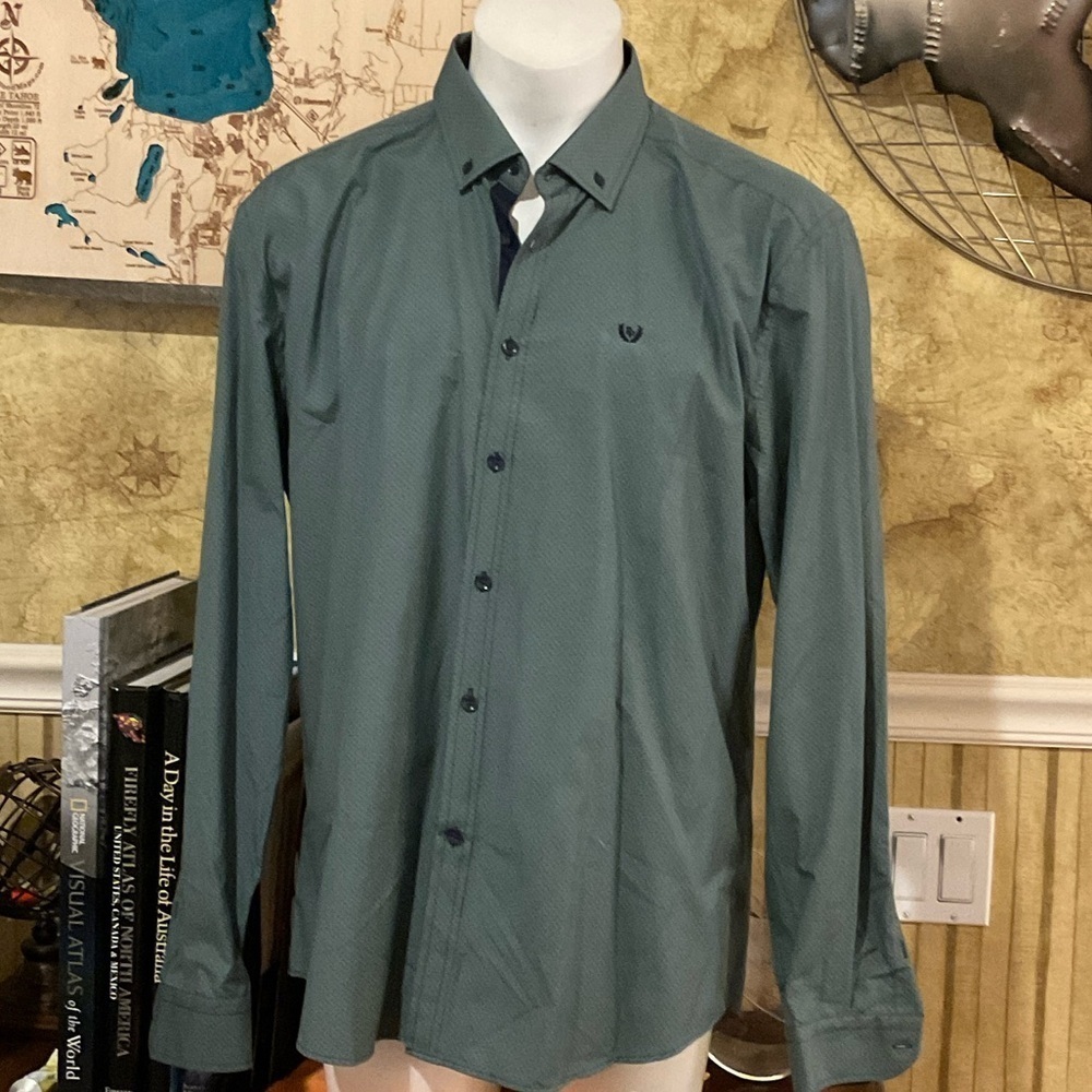 Paul PARKER Men's Green Polka Dot Button-Up Shirt. Size 3XL. Nearly new.